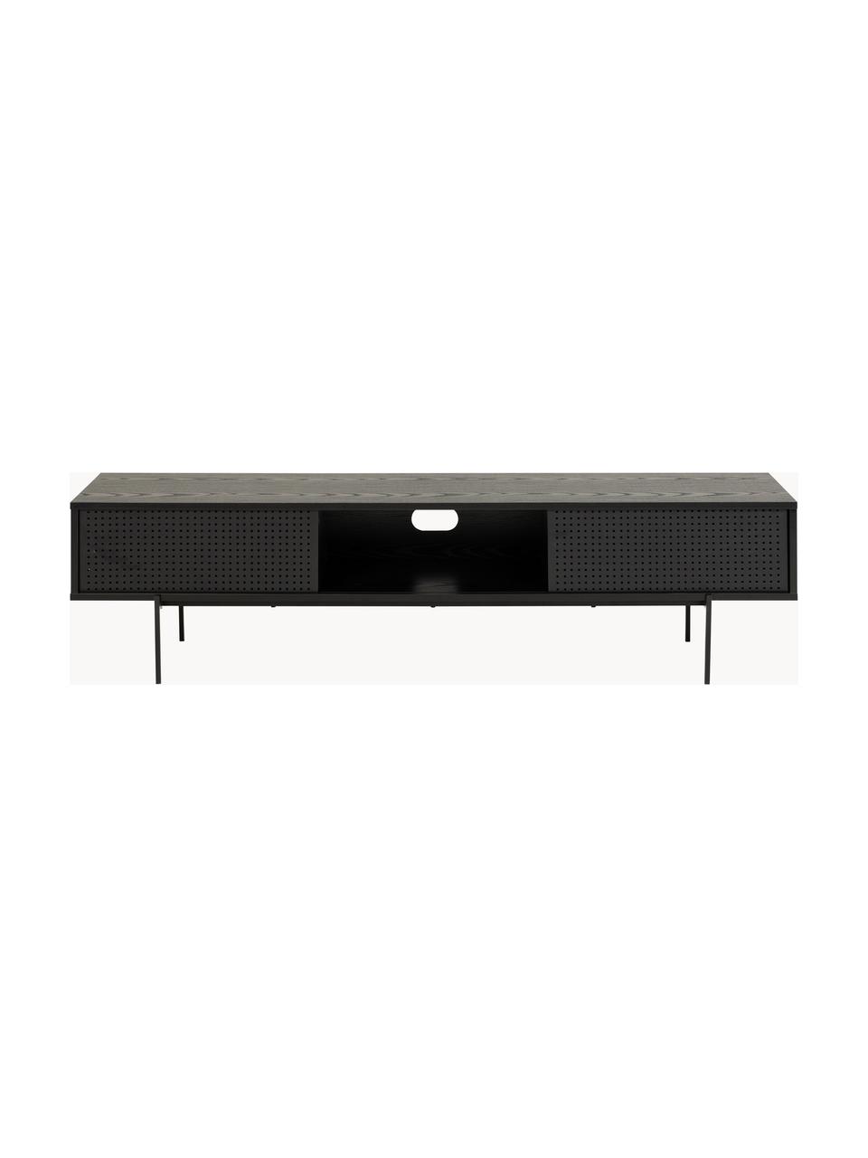 TV-Konsole Angus, Korpus: Mitteldichte Holzfaserpla, Holz, schwarz lackiert, B 180 x H 44 cm