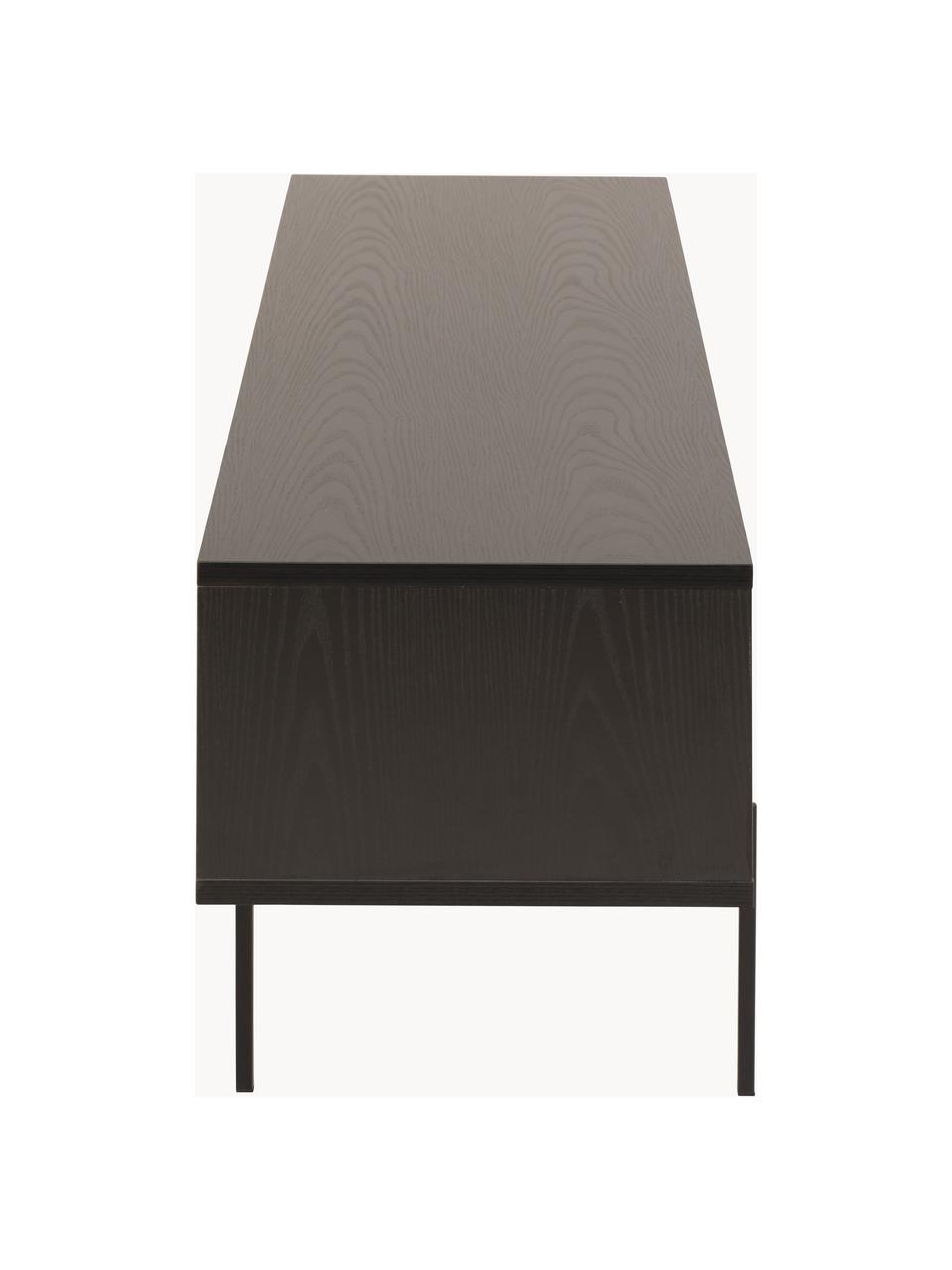 TV stolek Angus, Dřevo, lakováno černou barvou, Š 180 cm, V 44 cm