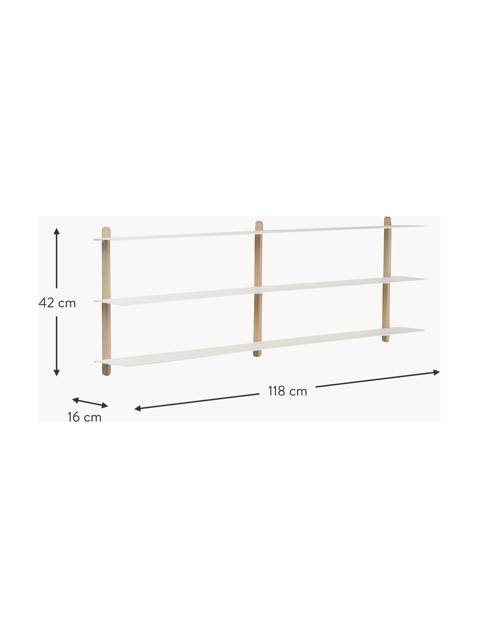 Étagère murale Nivo, Bois de chêne, blanc, larg. 118 x haut. 42 cm