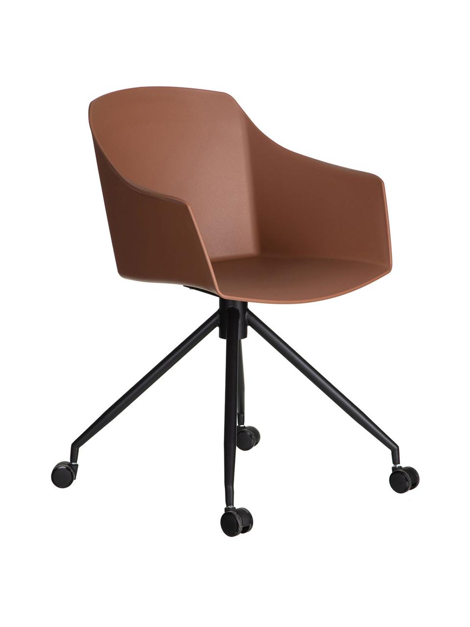 Silla giratoria de oficina Gero, Asiento: plástico, Patas: metal, Rojo teja, negro, An 54 x Al 81 cm