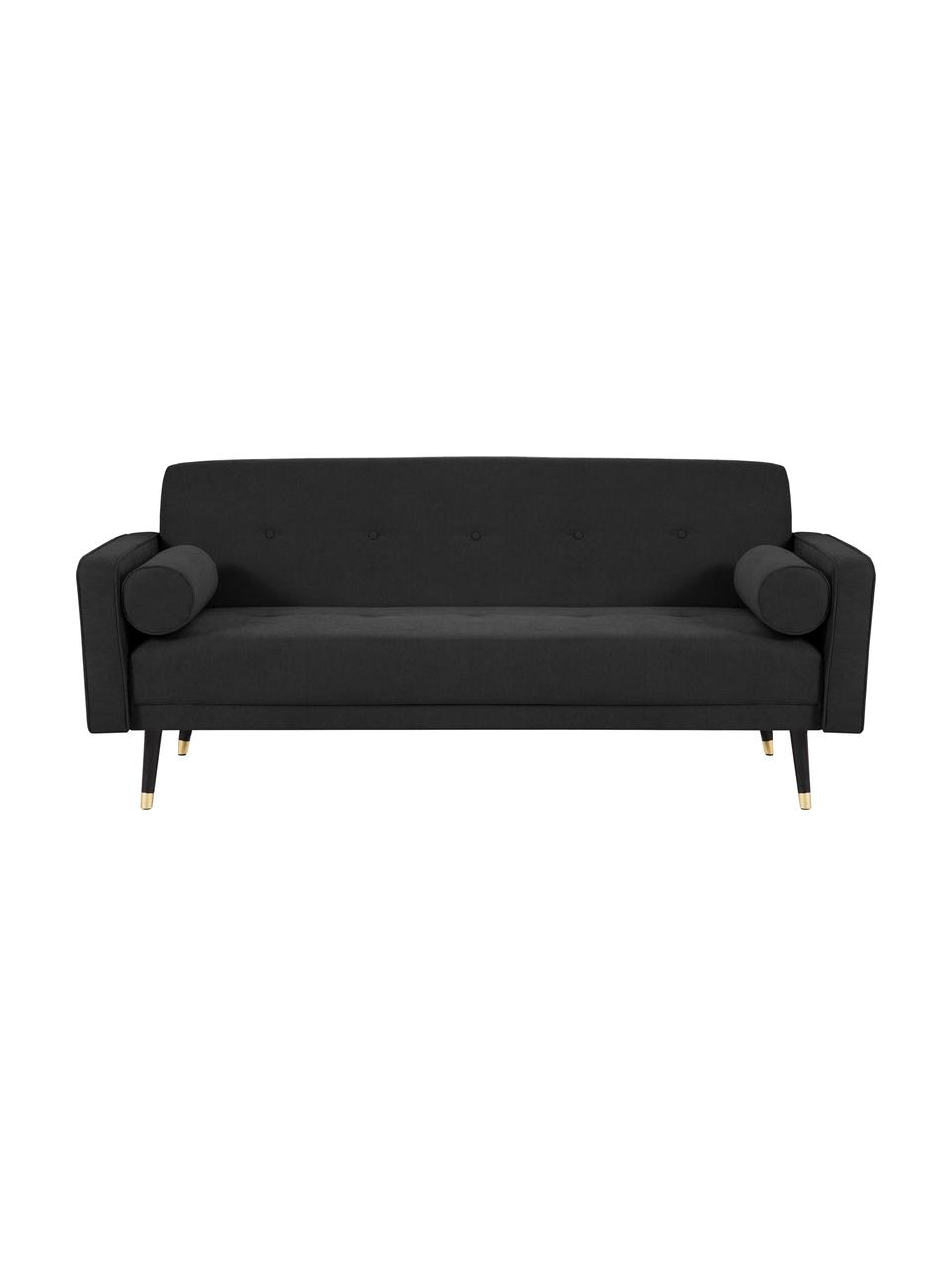 Sofa rozkładana z aksamitu Alessia (3-osobowa), Tapicerka: poliester, Nogi: drewno bukowe, lakierowan, Czarny, S 212 x G 93 cm