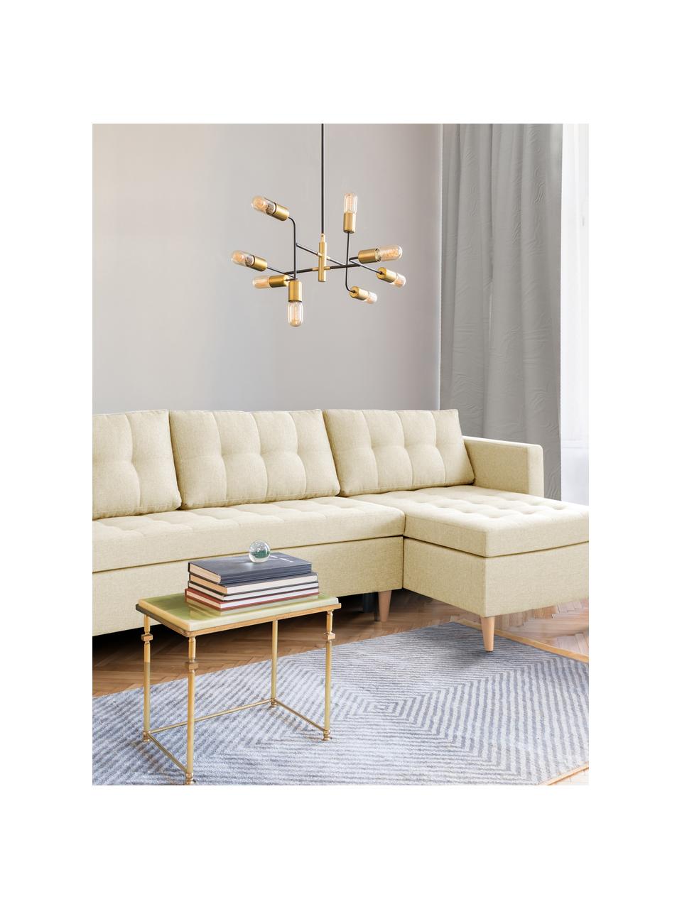 Ecksofa Fandy in Beige mit Schlaffunktion, ausklappbar, Bezug: Polyester Der strapazierf, Korpus: Massivholz, Spanplatte, Webstoff Beige, B 223 x T 69 cm, Eckteil rechts