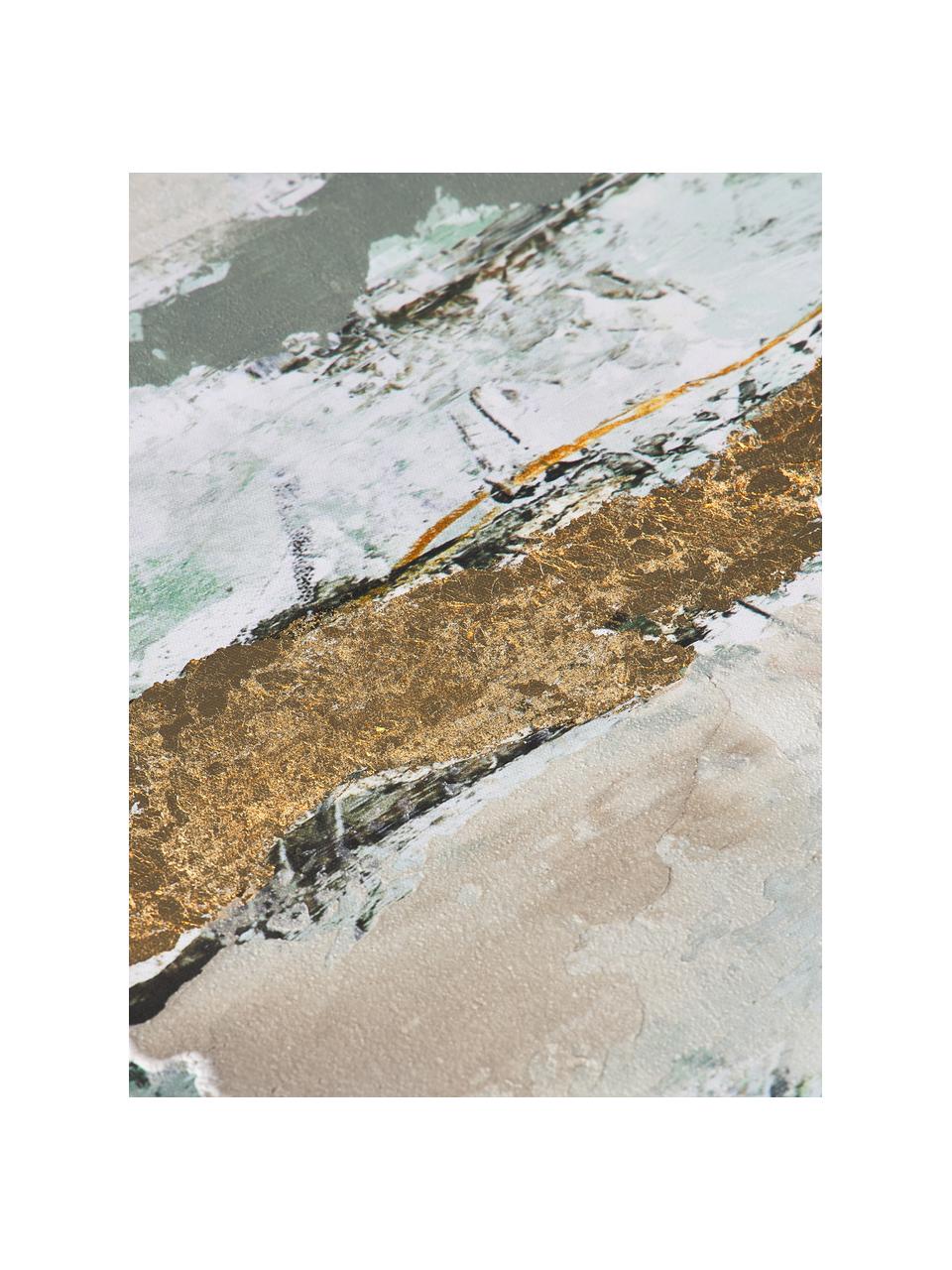 Handbemalter Leinwanddruck Hillside, Bild: Digitaldruck mit Ölfarben, Beige-, Grüntöne, B 120 x H 90 cm