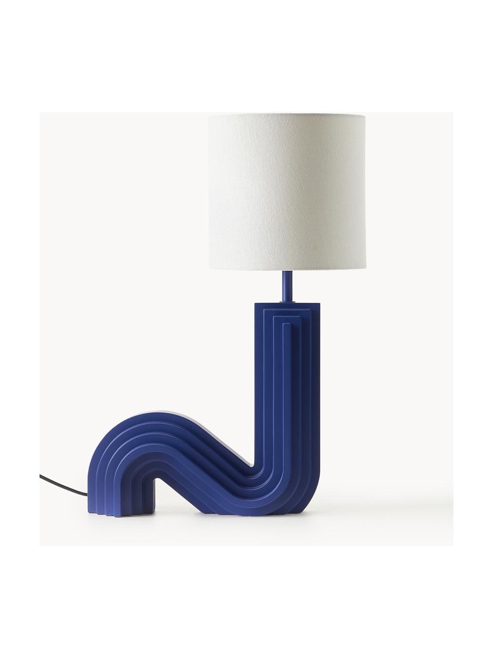 Design Tischlampe Luomo, Lampenschirm: Leinenstoff, Hellgrau, Dunkelblau, B 43 x H 61 cm