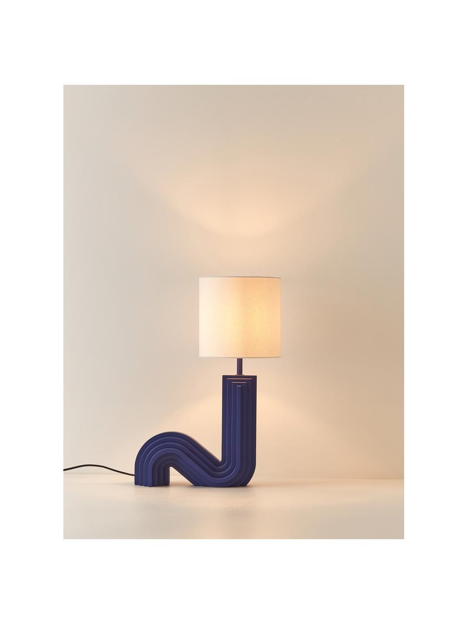 Design Tischlampe Luomo, Lampenschirm: Leinenstoff, Hellgrau, Dunkelblau, B 43 x H 61 cm