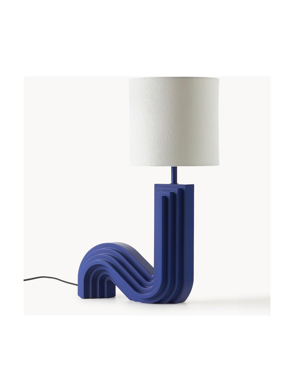 Designová stolní lampa Luomo, Světle šedá, tmavě modrá, Š 43 cm, V 61 cm