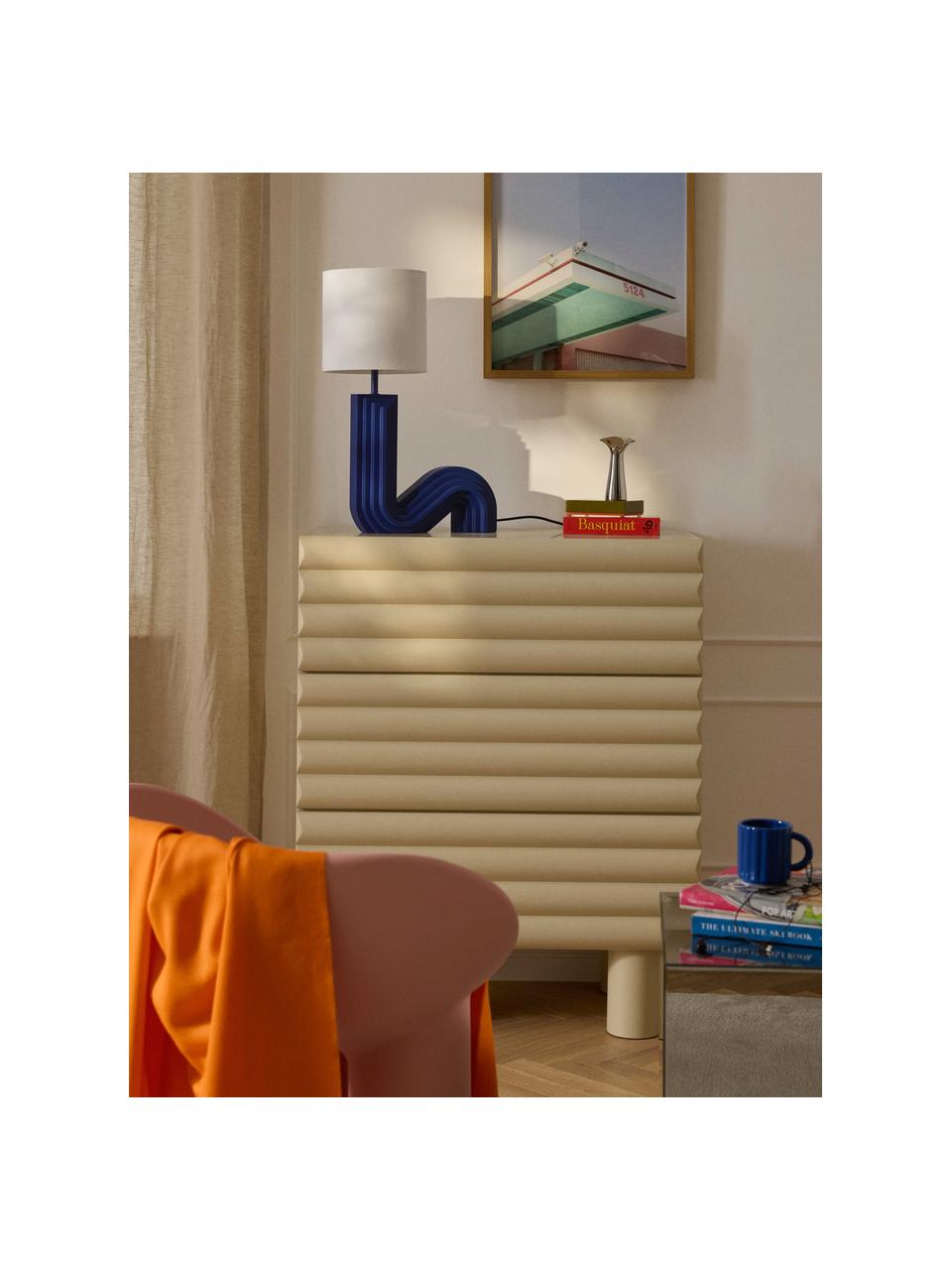 Designová stolní lampa Luomo, Světle šedá, tmavě modrá, Š 43 cm, V 61 cm