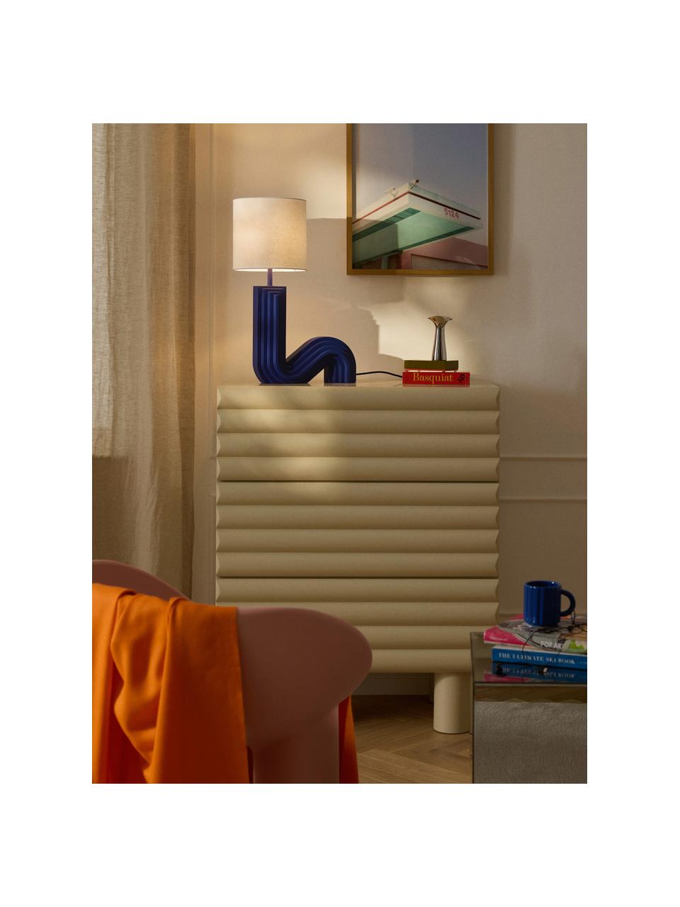 Designová stolní lampa Luomo, Světle šedá, tmavě modrá, Š 43 cm, V 61 cm