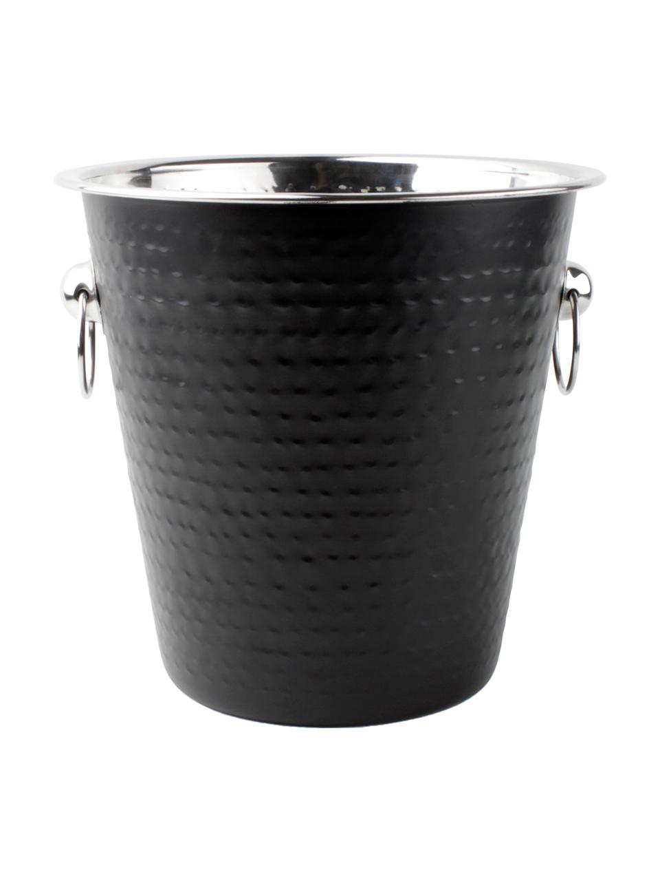 Flessenkoeler Onur in zwart met een gehamerd oppervlak, Gecoat en gehamerd edelstaal, Zwart, Ø 22 x H 21 cm