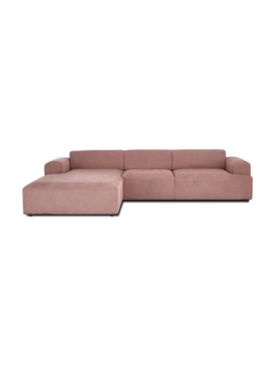 Menčestrová rohová pohovka Melva (4-miestna), Menčestrová bledoružová, Š 319 x H 196 cm, ľavé rohové prevedenie