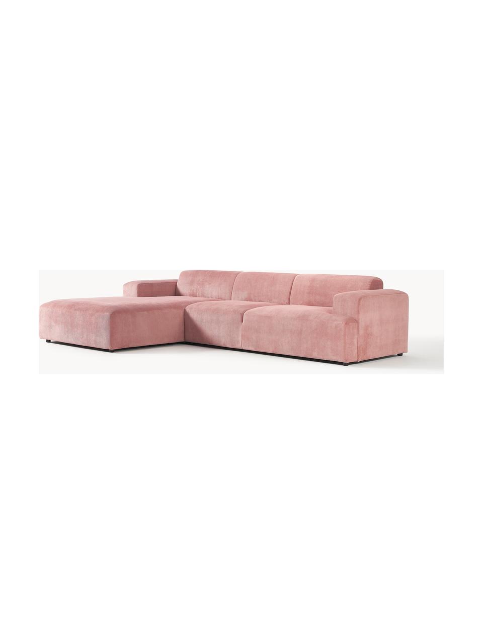 Cord-Ecksofa Melva (4-Sitzer), Bezug: Cord (92% Polyester, 8% P, Gestell: Massives Kiefernholz, Spa, Cord Altrosa, B 319 x T 195 cm, Eckteil links