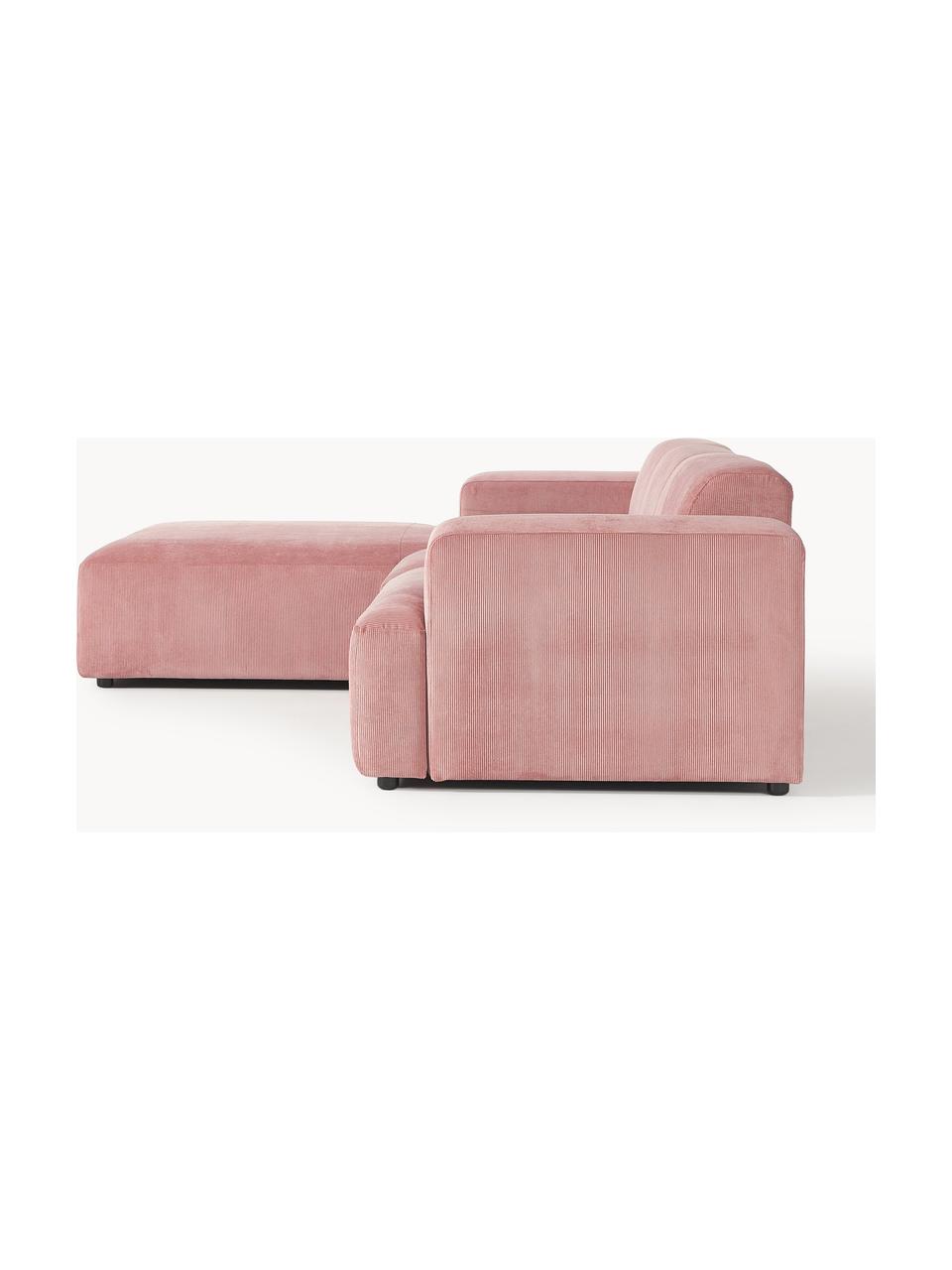 Cord-Ecksofa Melva (4-Sitzer), Bezug: Cord (92% Polyester, 8% P, Gestell: Massives Kiefernholz, Spa, Füße: Kunststoff Dieses Produkt, Cord Altrosa, B 319 x T 195 cm, Eckteil links