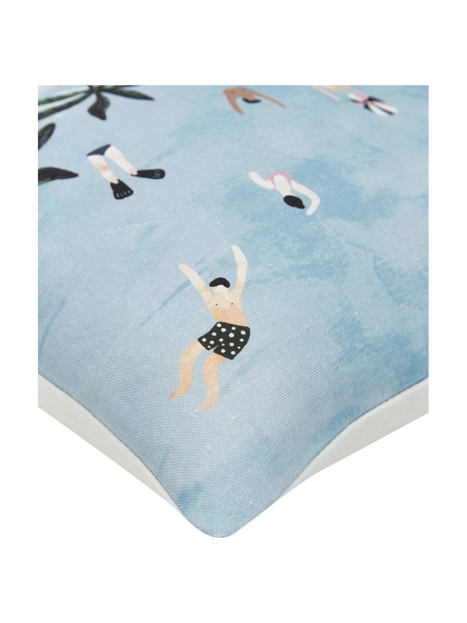 Baumwoll-Kissenhülle Copacabana mit Strand-Motiv, 100% Baumwolle, Mehrfarbig, B 50 x L 50 cm