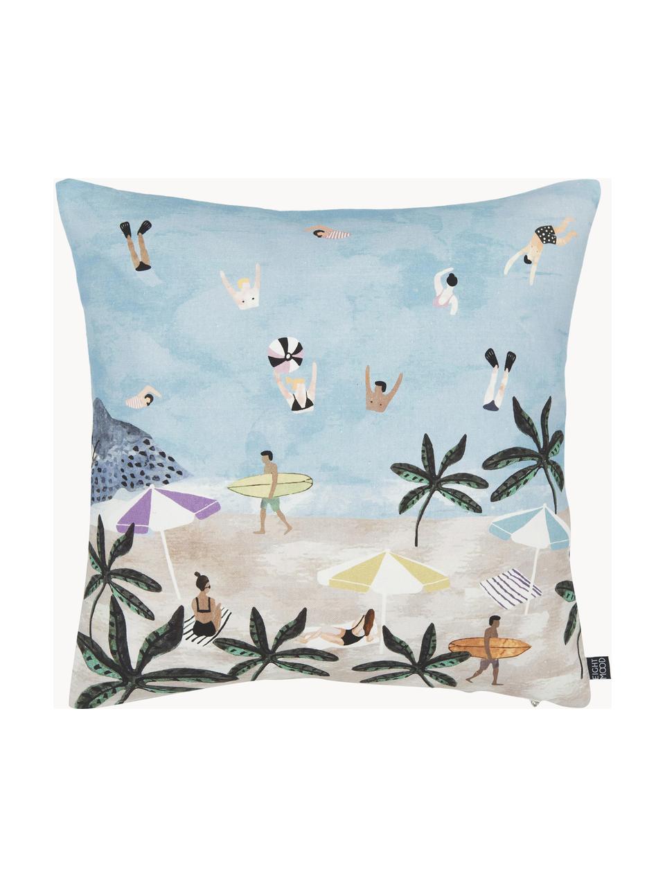 Katoenen kussenhoes Copacabana met strandmotief, 100% katoen, Multicolour, B 50 x L 50 cm