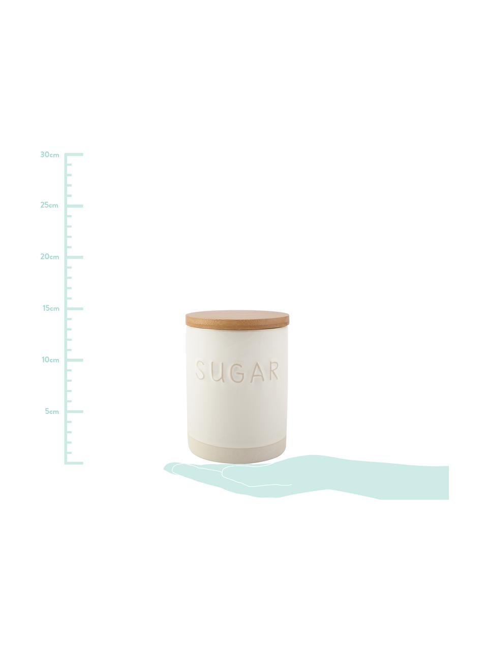 Aufbewahrungsdose Sugar, Dose: Steingut, Deckel: Holz, Weiß, Beige, Ø 10 x H 14 cm