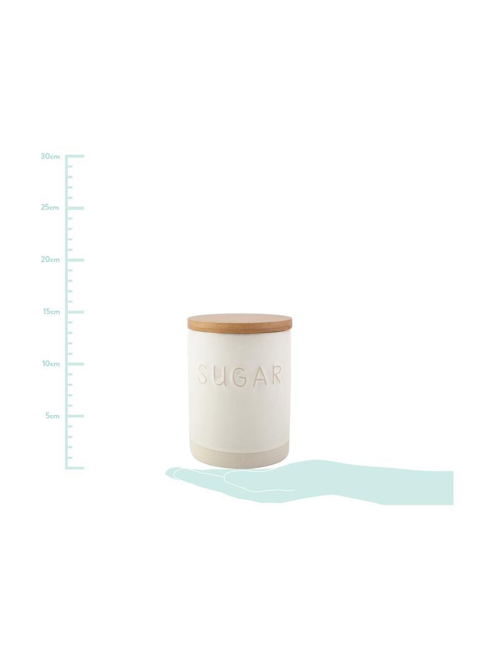 Contenitore Sugar, Contenitore: terracotta, Coperchio: legno, Bianco, Beige, Ø 10 x Alt. 14 cm