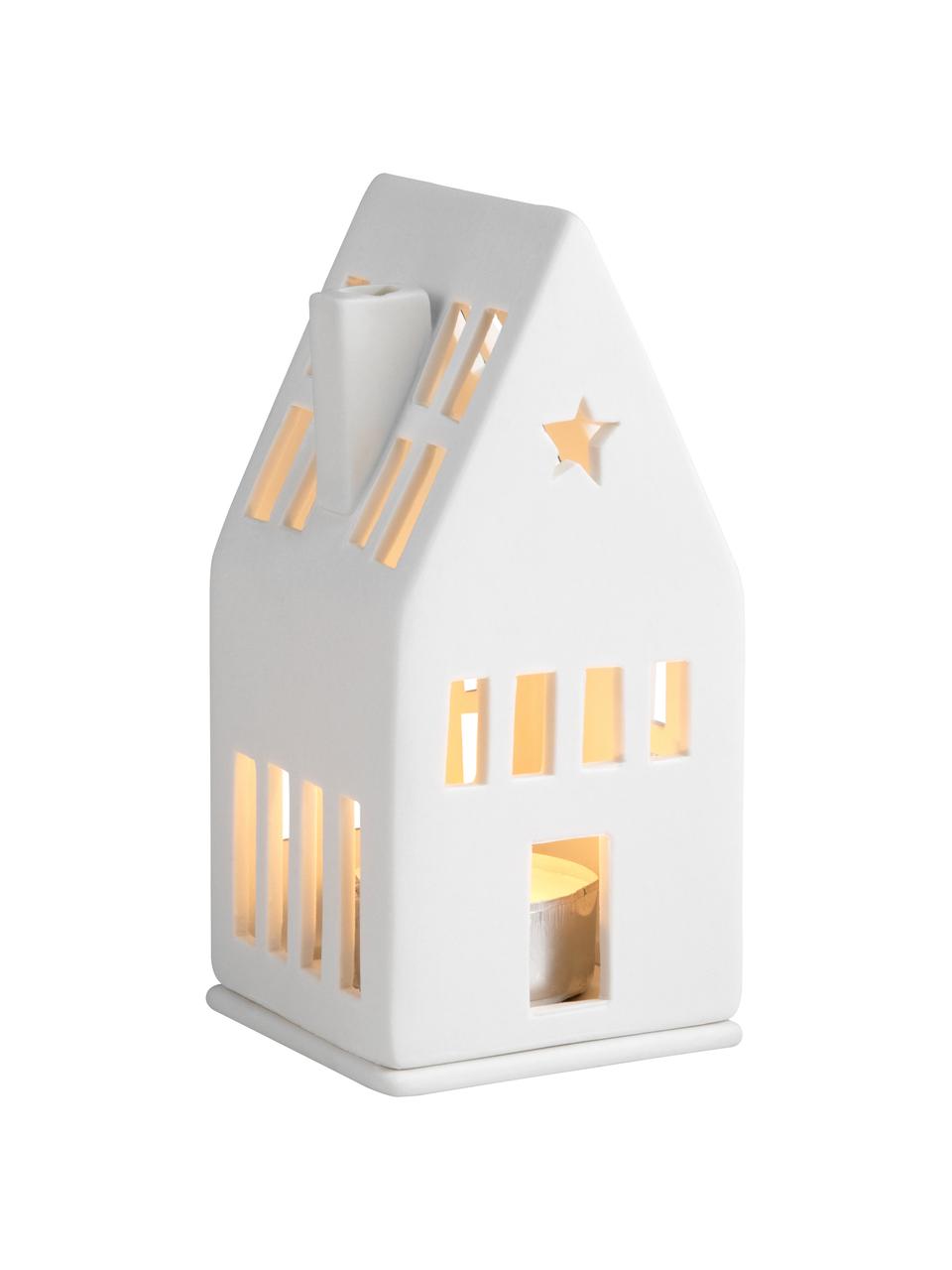 Porseleinen lichthuisje Living, Porselein, Wit, B 6 x H 13 cm