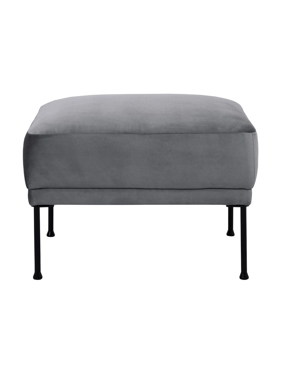 Sametová podnožka s kovovými nohami Fluente, Tmavě šedá, Š 62 cm, V 46 cm