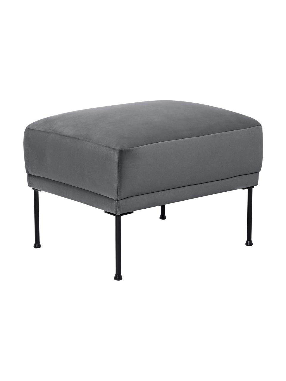Sametová podnožka s kovovými nohami Fluente, Tmavě šedá, Š 62 cm, V 46 cm
