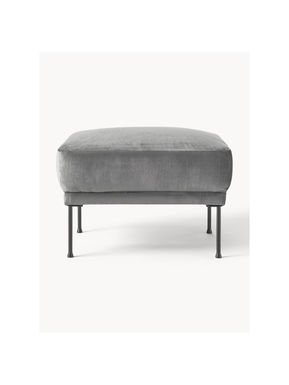 Pouf en velours Fluente, Velours gris foncé, larg. 62 x prof. 50 cm