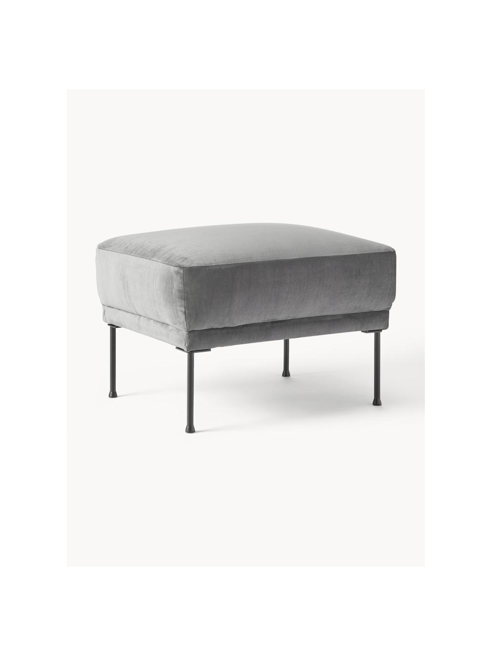 Sofa-Hocker Fluente aus Samt, Bezug: Samt (Hochwertiger Polyes, Gestell: Massives Kiefernholz, Füße: Metall, pulverbeschichtet, Samt Dunkelgrau, B 62 x T 50 cm