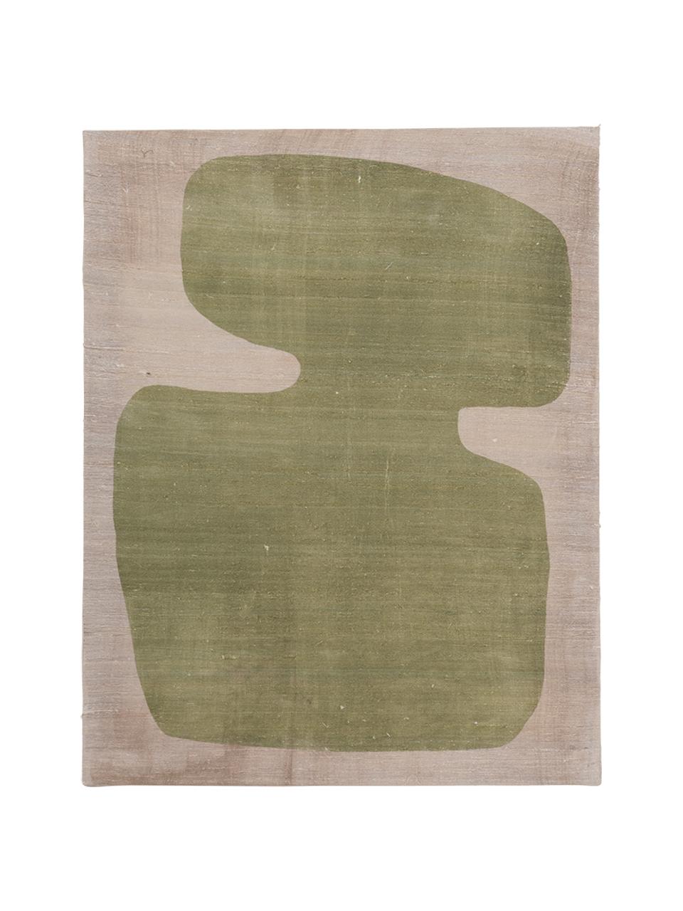 Dekoracja ścienna z jedwabiu Minimalism, Jedwab, Zielony, beżowy, S 50 x W 65 cm
