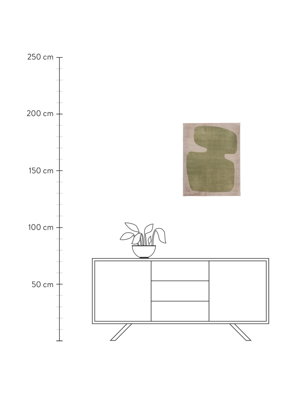 Dekoracja ścienna z jedwabiu Minimalism, Jedwab, Zielony, beżowy, S 50 x W 65 cm