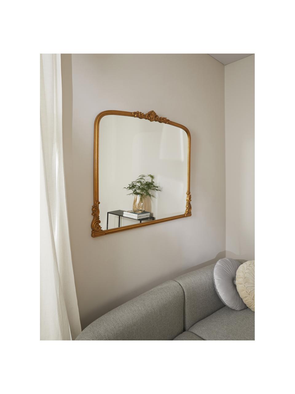 Specchio barocco da parete Fabricio, Cornice: pannello di fibra a media, Retro: pannello di fibra a media, Superficie dello specchio: lastra di vetro, Dorato, Larg. 100 x Alt. 85 cm