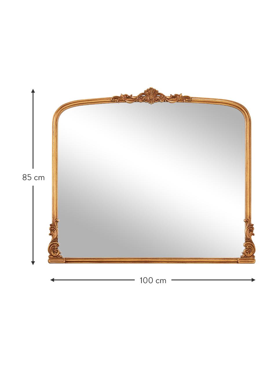 Barokke wandspiegel Fabricio, Lijst: gecoat MDF, Goudkleurig, B 100 x H 85 cm