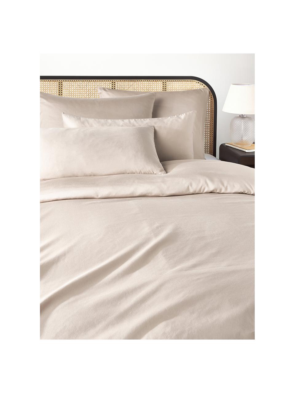 Housse de couette en satin de coton Comfort, Beige, larg. 200 x long. 200 cm