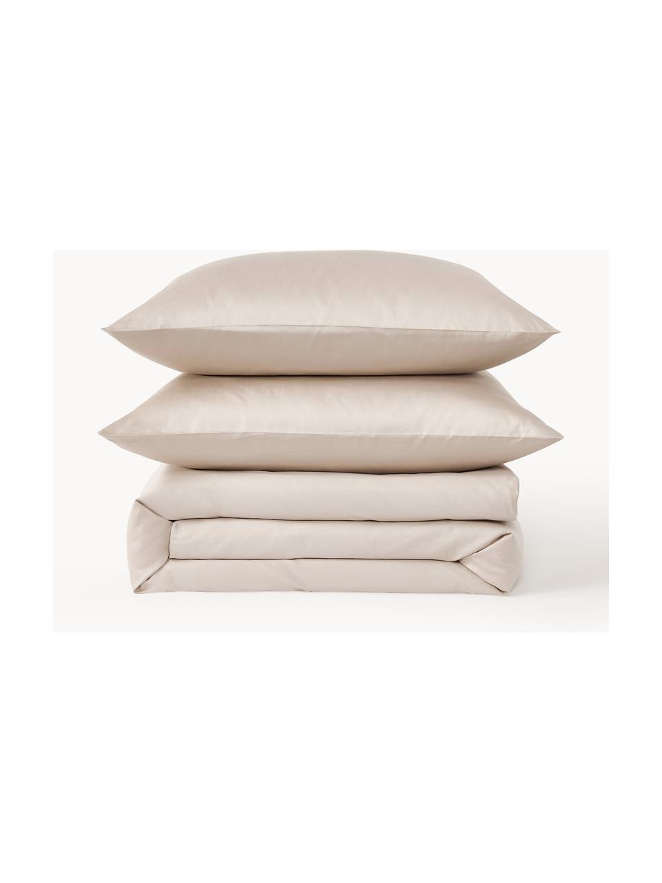 Housse de couette en satin de coton Comfort, Beige, larg. 200 x long. 200 cm