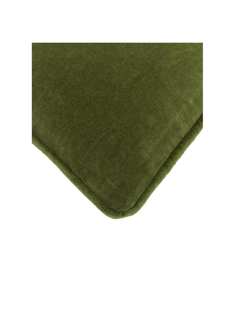 Funda de cojín de terciopelo Dana, 100% terciopelo de algodón, Verde oliva, An 30 x L 50 cm