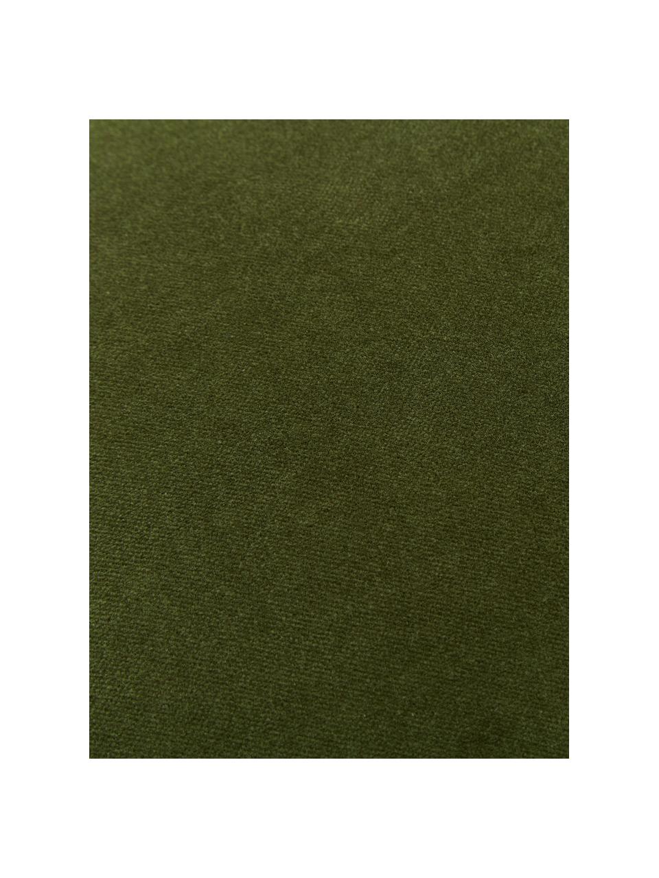 Effen fluwelen kussenhoes Dana in mosgroen, 100% katoenfluweel, Mosgroen, B 30 x L 50 cm