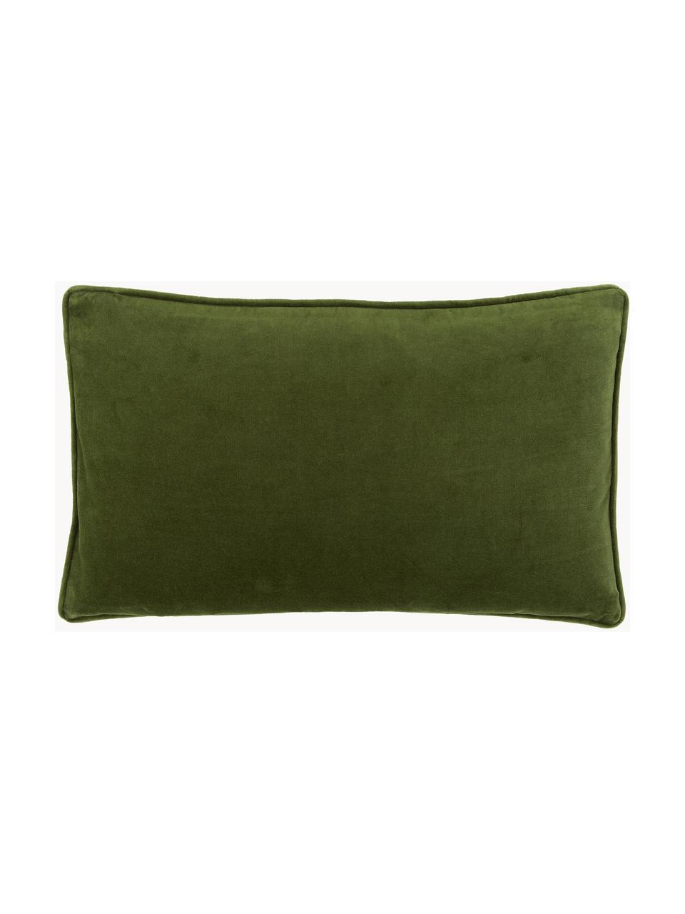 Funda de cojín de terciopelo Dana, 100% terciopelo de algodón, Verde oliva, An 30 x L 50 cm