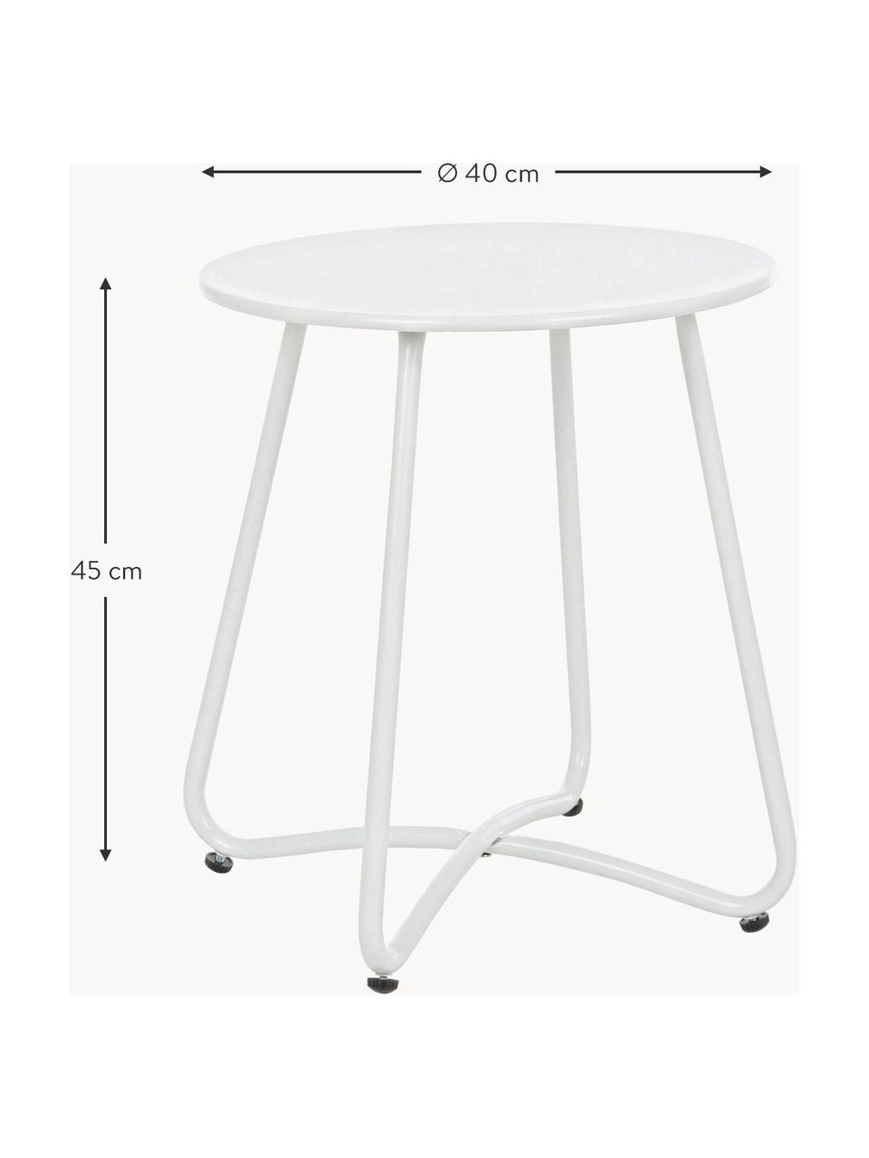 Kulatý zahradní odkládací stolek Wissant, Potažený kov, Bílá, Ø 40 cm, V 45 cm