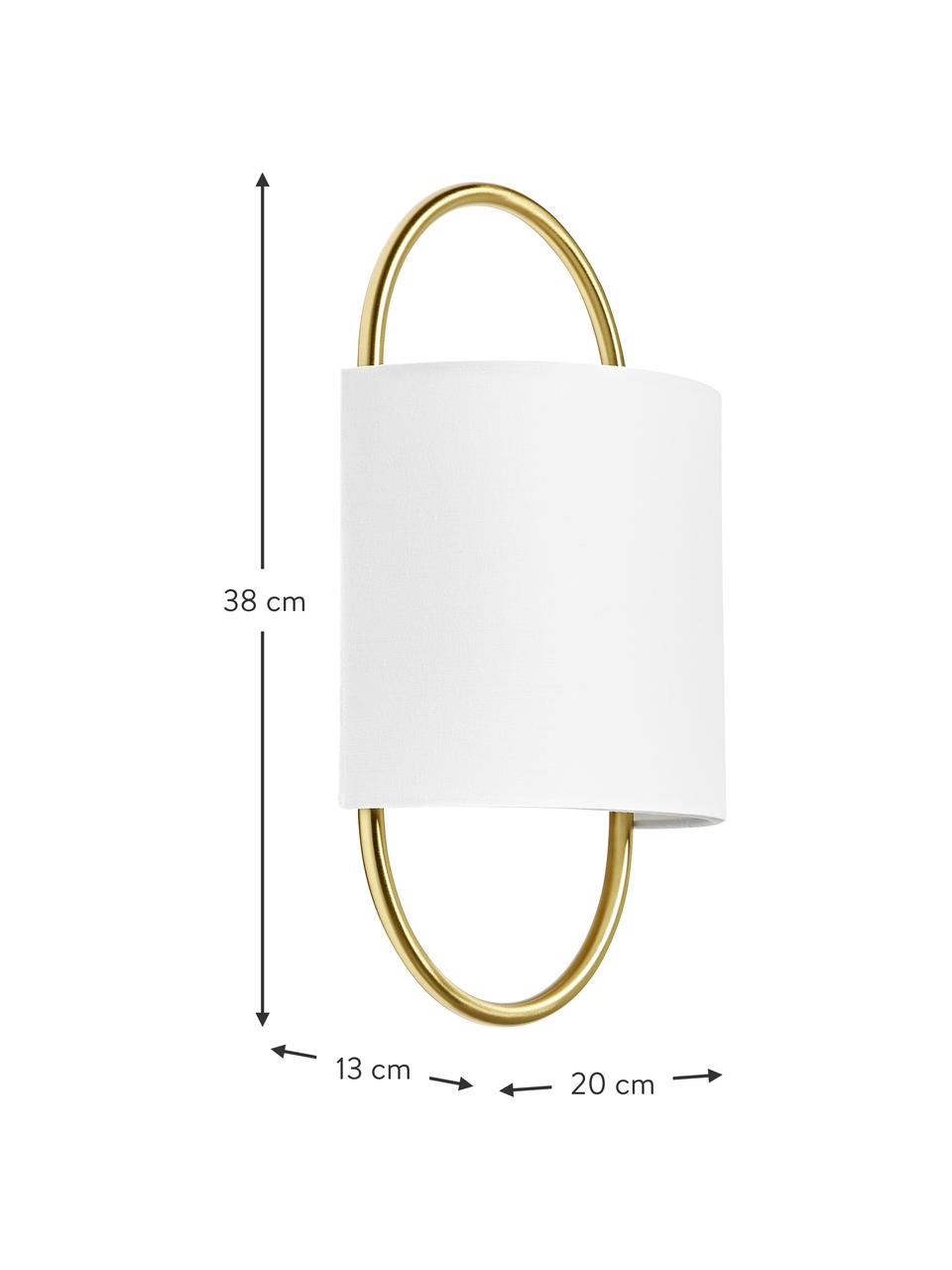 Nástenná lampa Gianna, Lomená biela, mosadzné odtiene, Š 20 x V 38 cm