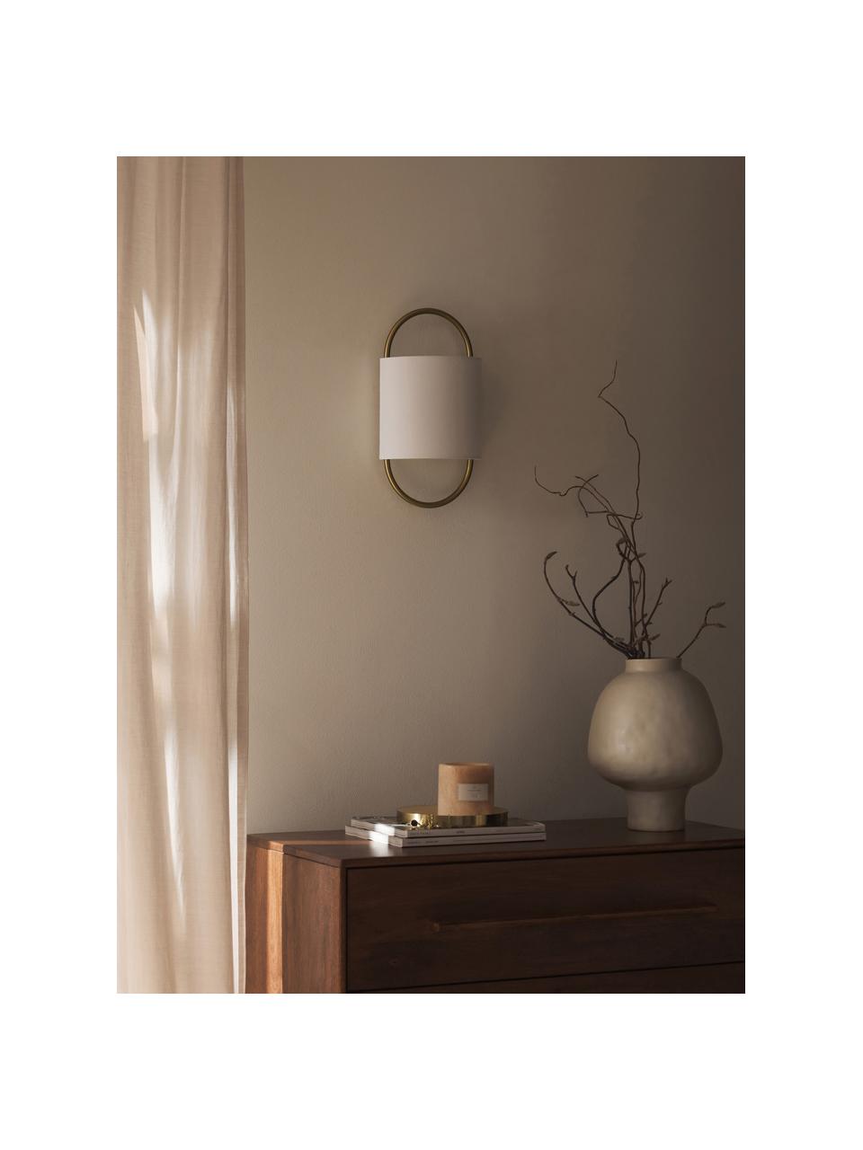 Applique murale Gianna, Blanc cassé, laiton, larg. 20 x haut. 38 cm