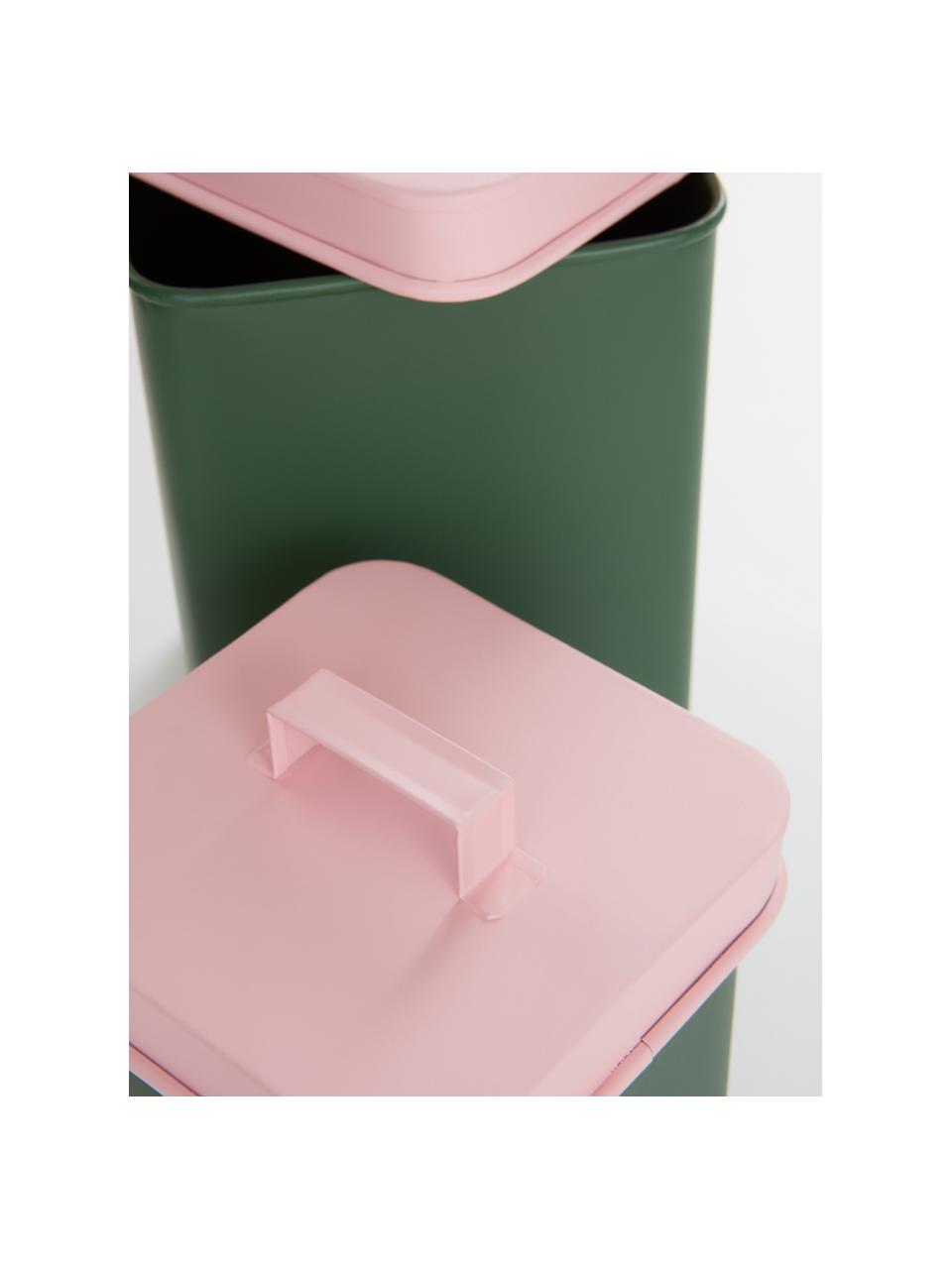 Set di 2 contenitori per alimenti Luca, Metallo rivestito, Verde scuro, rosa chiaro, Set in varie misure