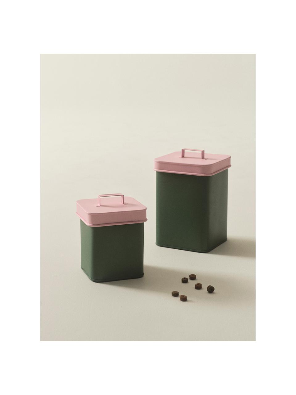 Set di 2 contenitori per alimenti Luca, Metallo rivestito, Verde scuro, rosa chiaro, Set in varie misure