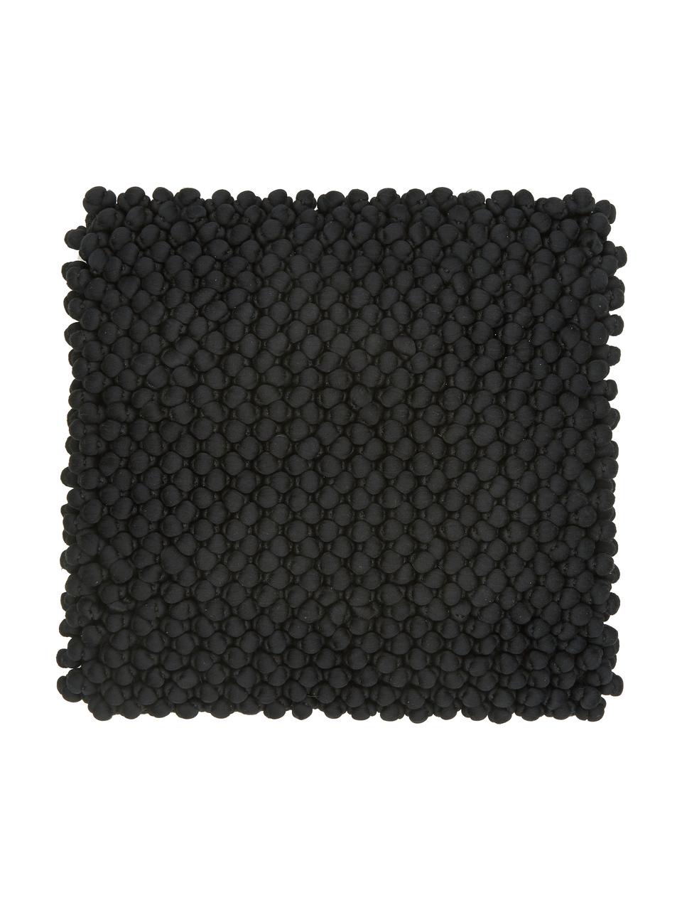 Povlak na polštář s malými textilními kuličkami Iona, Černá, Š 45 cm, D 45 cm