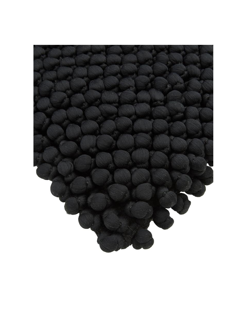 Federa arredo con palline in tessuto color nero Iona, Retro: 100% cotone, Nero, Larg. 45 x Lung. 45 cm