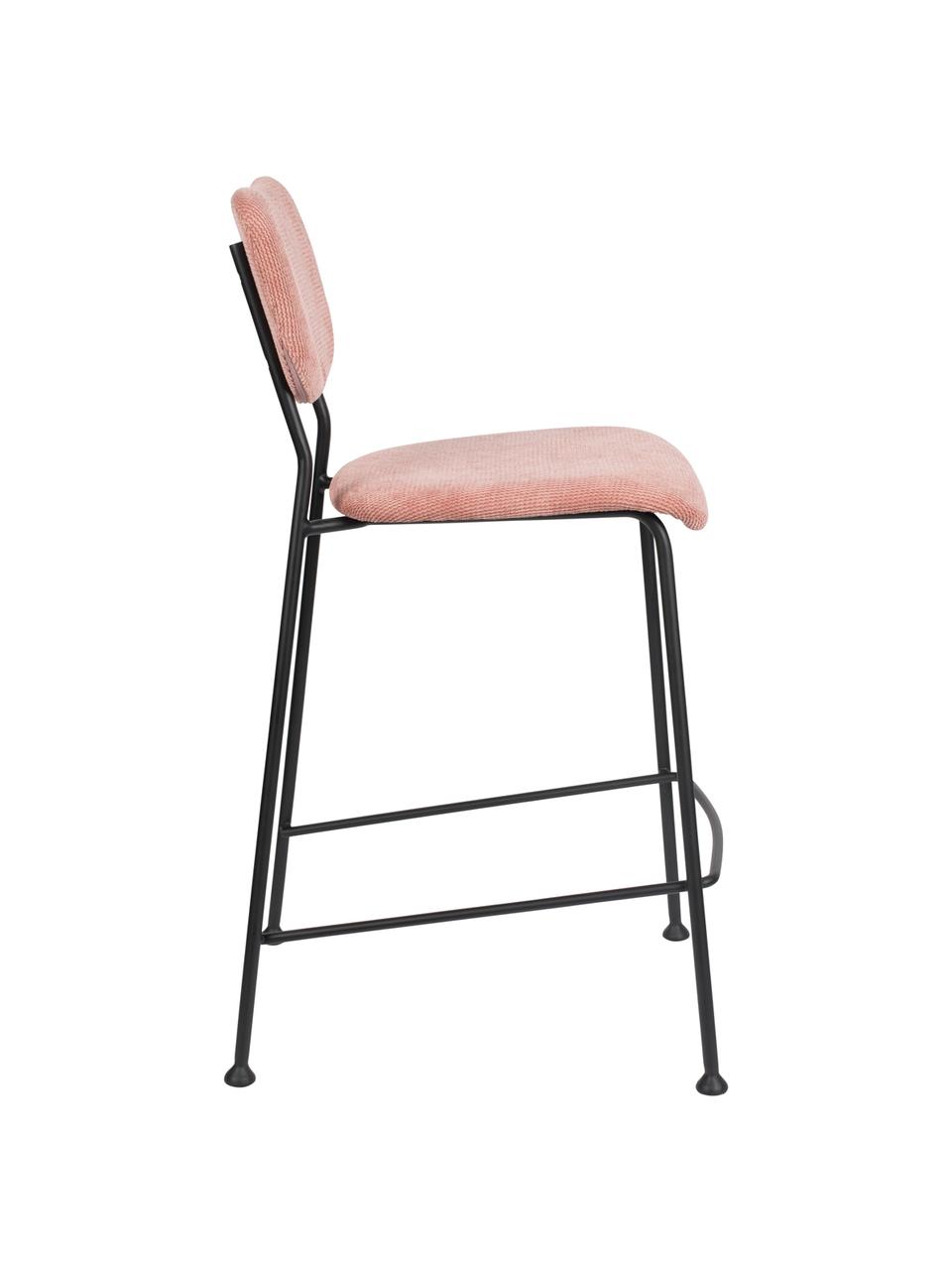 Taburete alto de pana Beson, Estructura: metal con pintura en polv, Rosa, An 46 x Al 92 cm