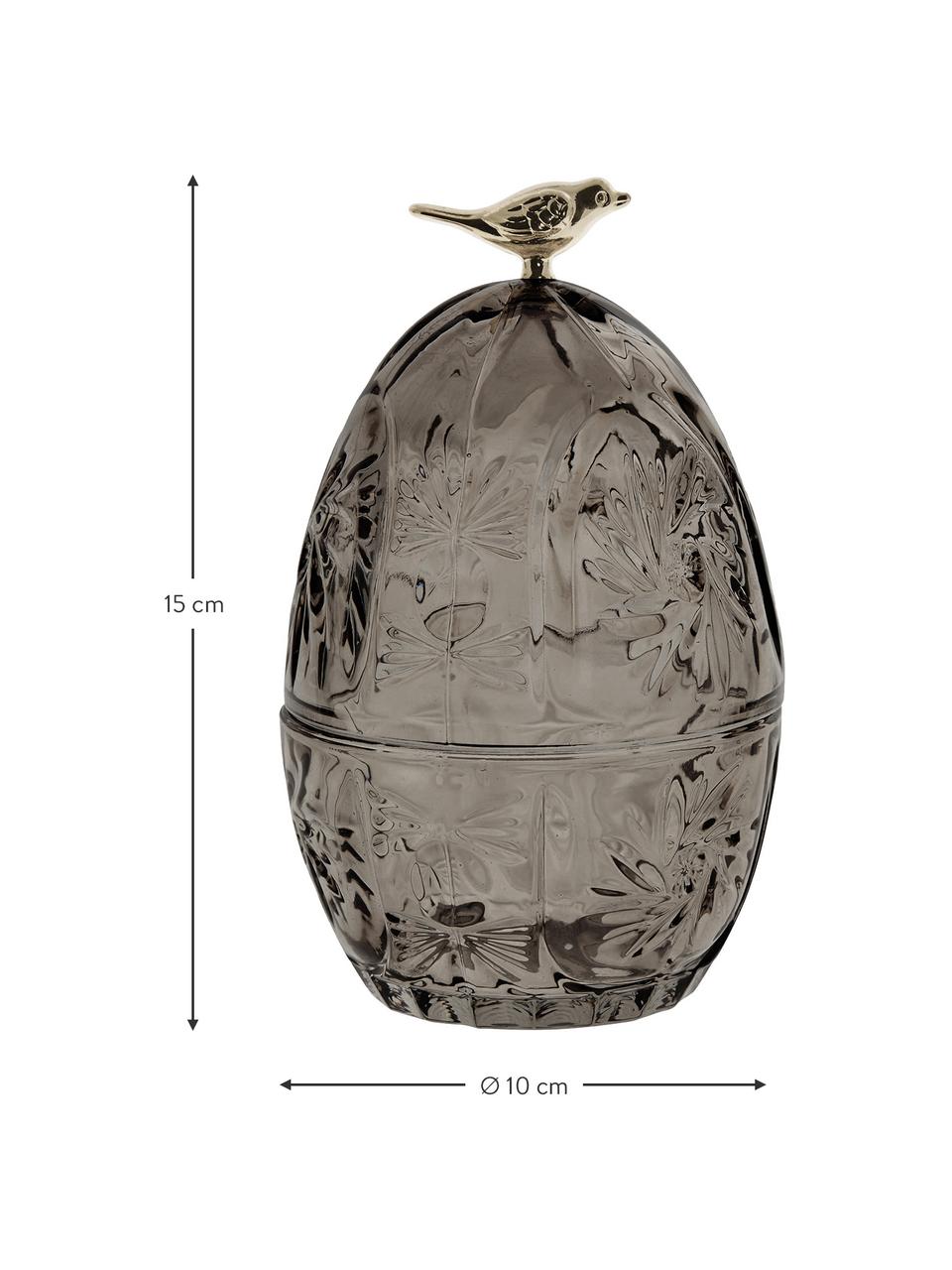 Glas-Aufbewahrungsdose Osterei Esmia, Glas, Dunkelgrau, Goldfarben, Ø 10 x H 15 cm
