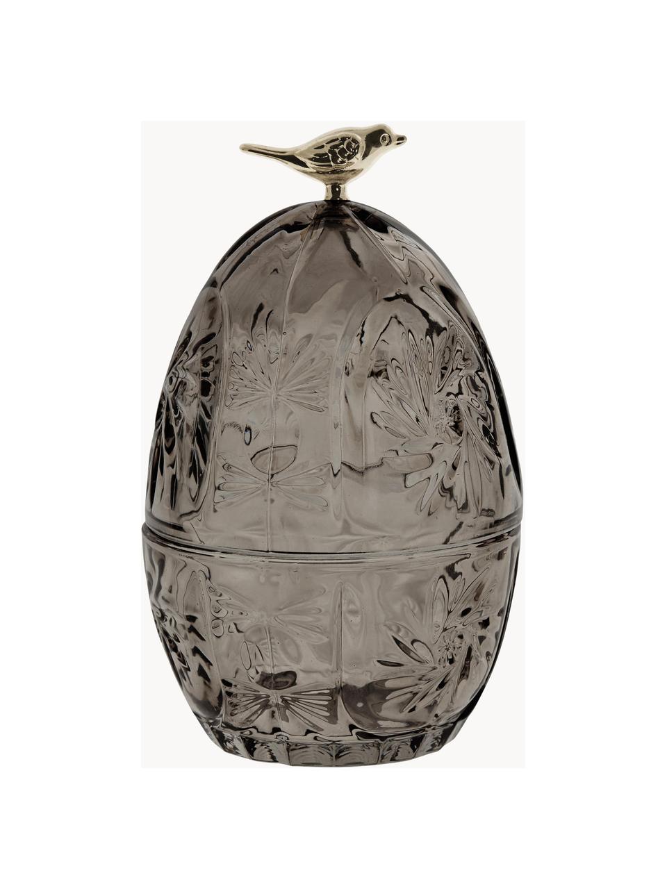 Bote huevo de vidrio Esmia, Vidrio, Gris oscuro, dorado, Ø 10 x Al 15 cm