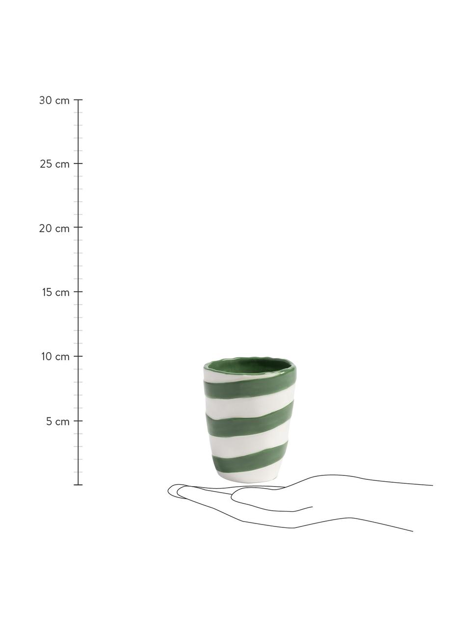 Handbeschilderde beker Oblique, set van 4, Dolomiet, Groen, blauw, beige, bruin, wit, Ø 8 x H 10 cm