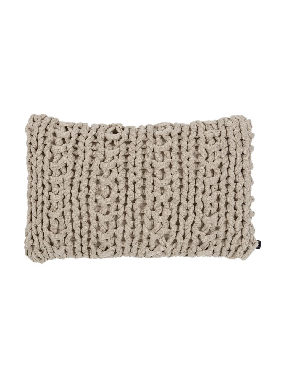 Cuscino fatto a maglia con imbottitura Chunky, Beige, Larg. 40 x Lung. 60 cm