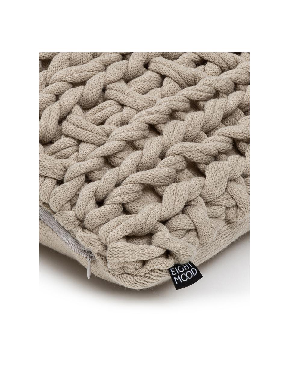 Cuscino fatto a maglia con imbottitura Chunky, Beige, Larg. 40 x Lung. 60 cm