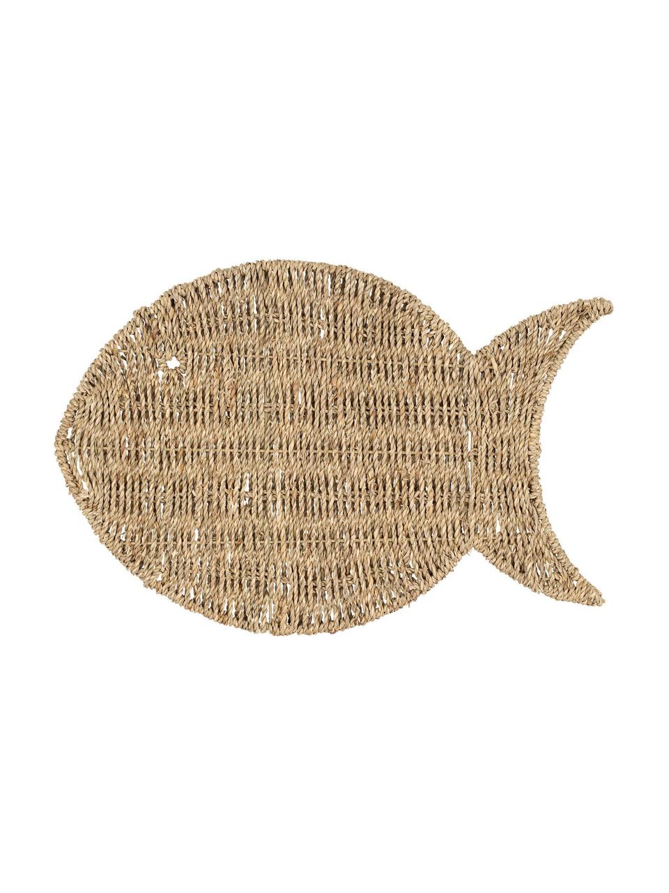 Podkładka z trawy morskiej Fish, Trawa morska, Jasny brązowy, S 30 x D 45 cm