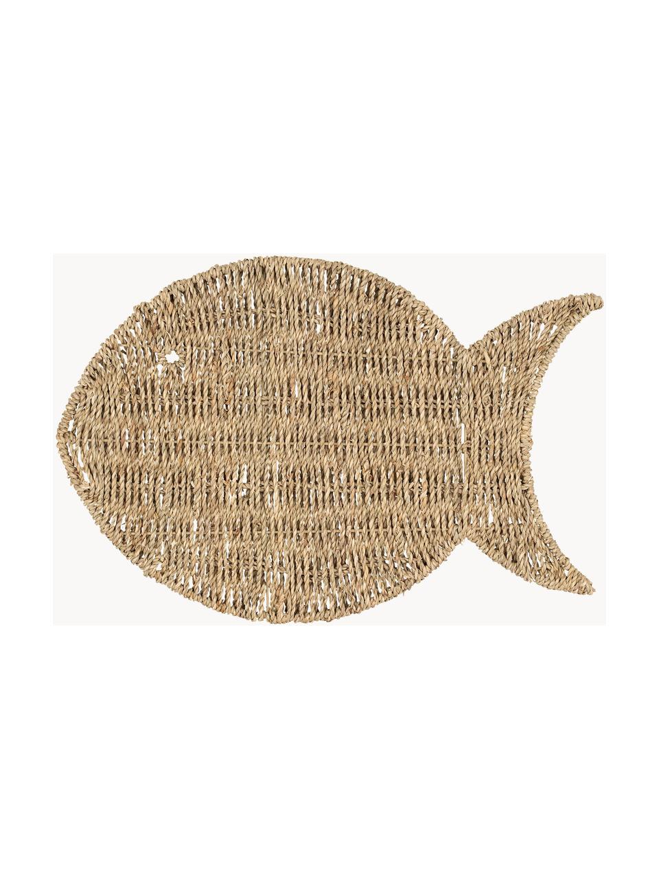 Tovaglietta americana a forma di pesce in fibra naturale Fish, Fibra naturale, Marrone chiaro, Larg. 30 x Lung. 45 cm