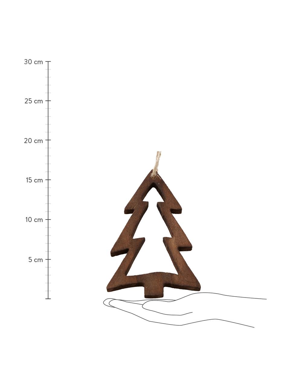 Décorations de Noël à suspendre Emmelie, 6 élém., Bois de pin, Tons bruns, larg. 12 x haut. 12 cm